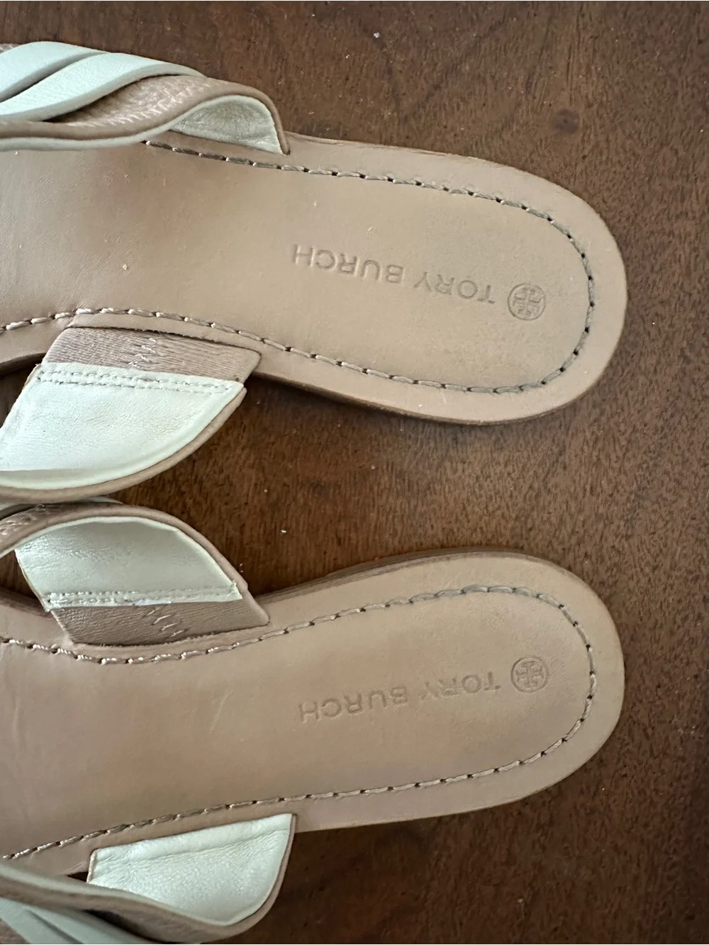 Tory Burch Miller Soft Leather Sandals Tan Ivory Size 10.5M